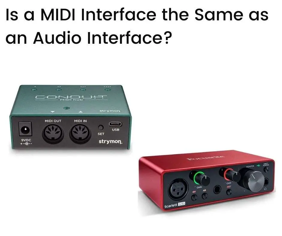 A picture of two popular interfaces - one MIDI interface and one audio interface